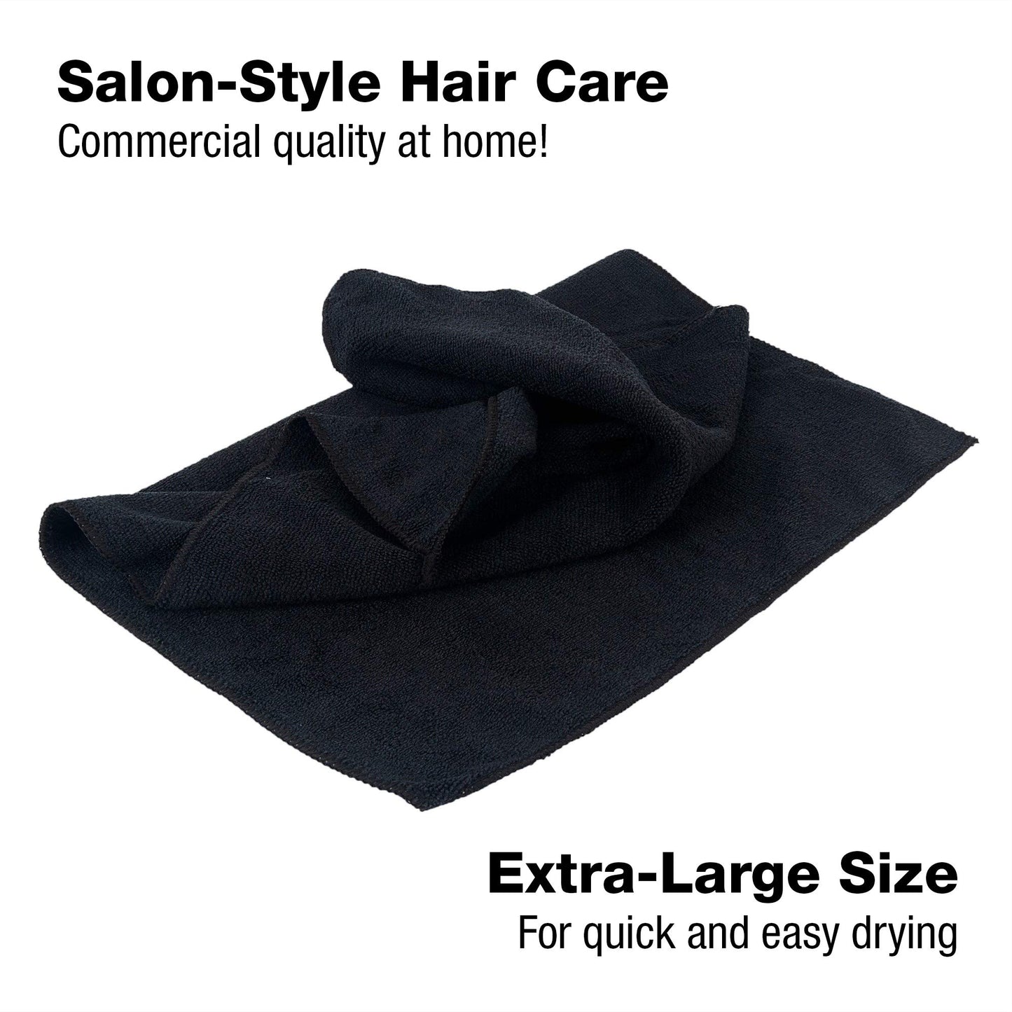 Eurow Microfiber Salon Towels – Bleachproof, Ultra Absorbent & Quick Drying – Soft, Lightweight & Durable for Hair Styling, Beauty, Barber & Spa Use, 16 x 29 Inches, 10-Pack, Black