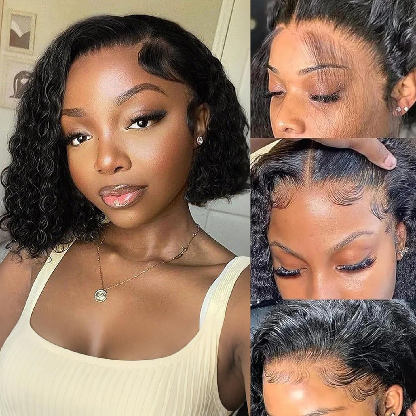 Deep Wave Bob Wig - 13x4 Frontal Lace Human Hair | 220% Density, Short Curly Style for Black Women