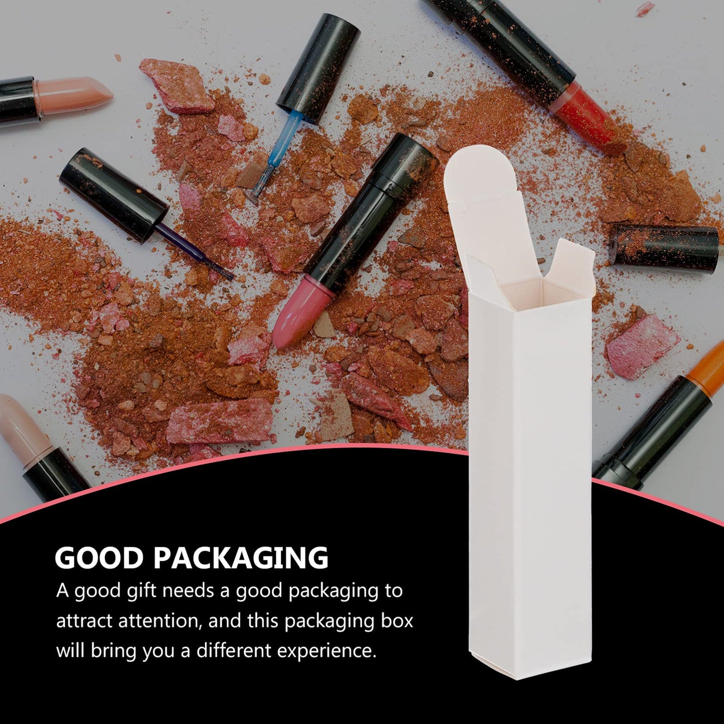EXCEART Lipstick Pack 50 Pcs Lip Gloss Tubes Kraft Paper Packaging Boxes Lipstick Storage Boxes Lip Balm Wrapping Box (White) Paper Essential Oil Box