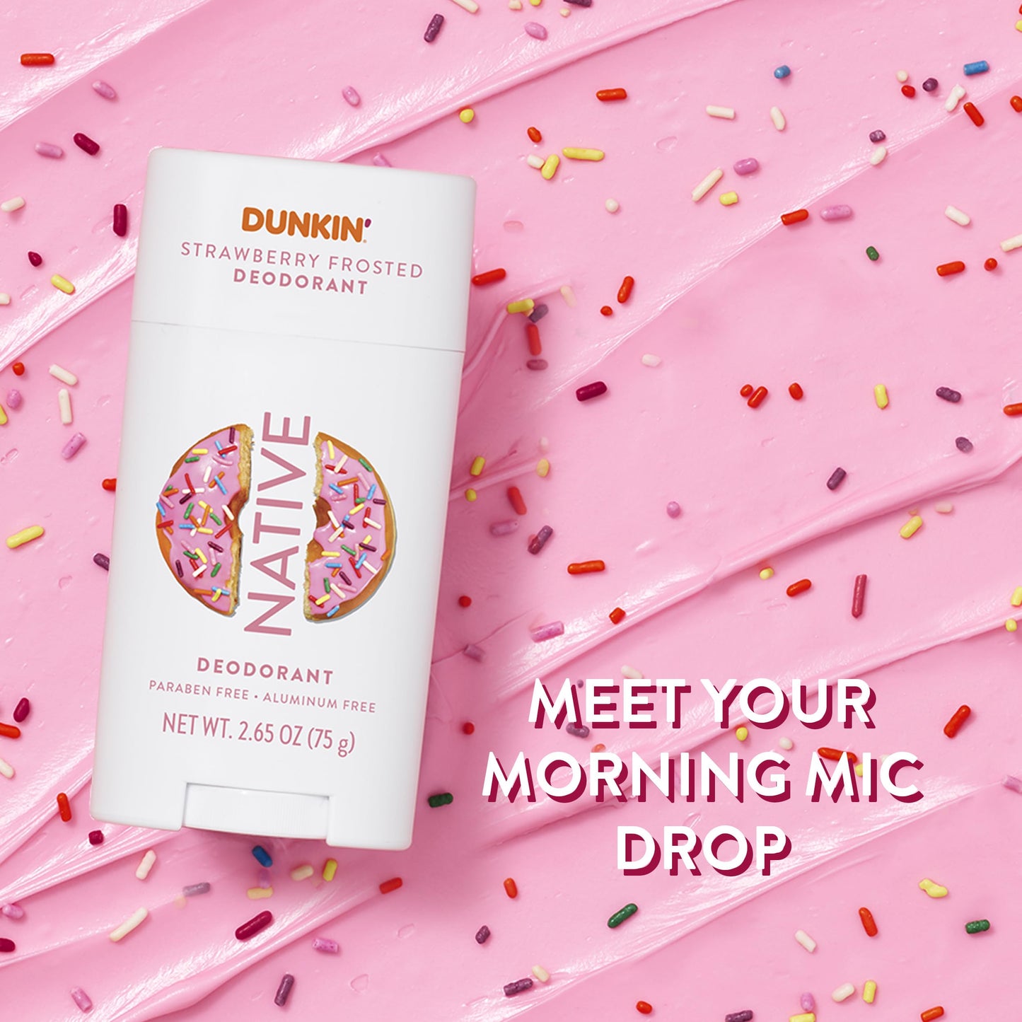 Native Deodorant | Limited Dunkin Donuts Edition | Aluminum Free with Baking Soda, Probiotics, Coconut Oil and Shea Butter | Strawberry Frosted 2.65oz