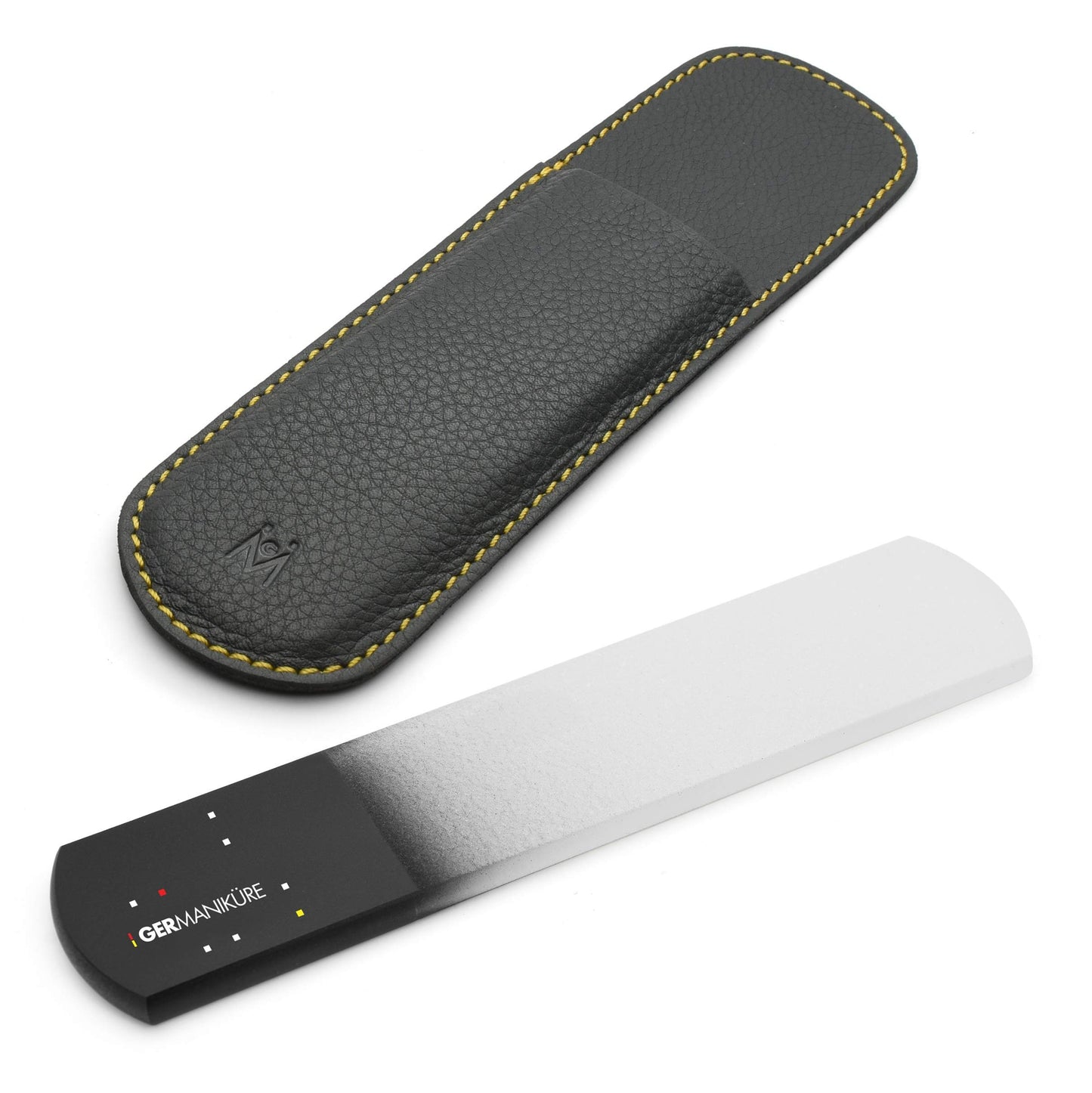 Germanikure Glass Nail File Set - Professional Manicure & Pedicure Kit - Ethically Made in Czech Republic - 2 Pc Black Pedicure Set
