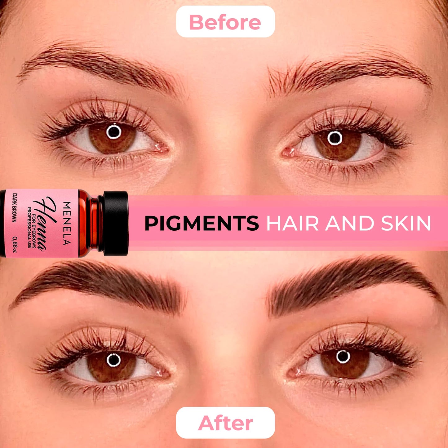 MENELA Dark Brown Eyebrow Henna Kit – Henna for Eyebrows – Eyebrow Dye & Henna for Brow – Natural Vegan Ammonia-Free – Up to 60 Applications, 2.5g Henna & 15ml Fixer, Bamboo Extract