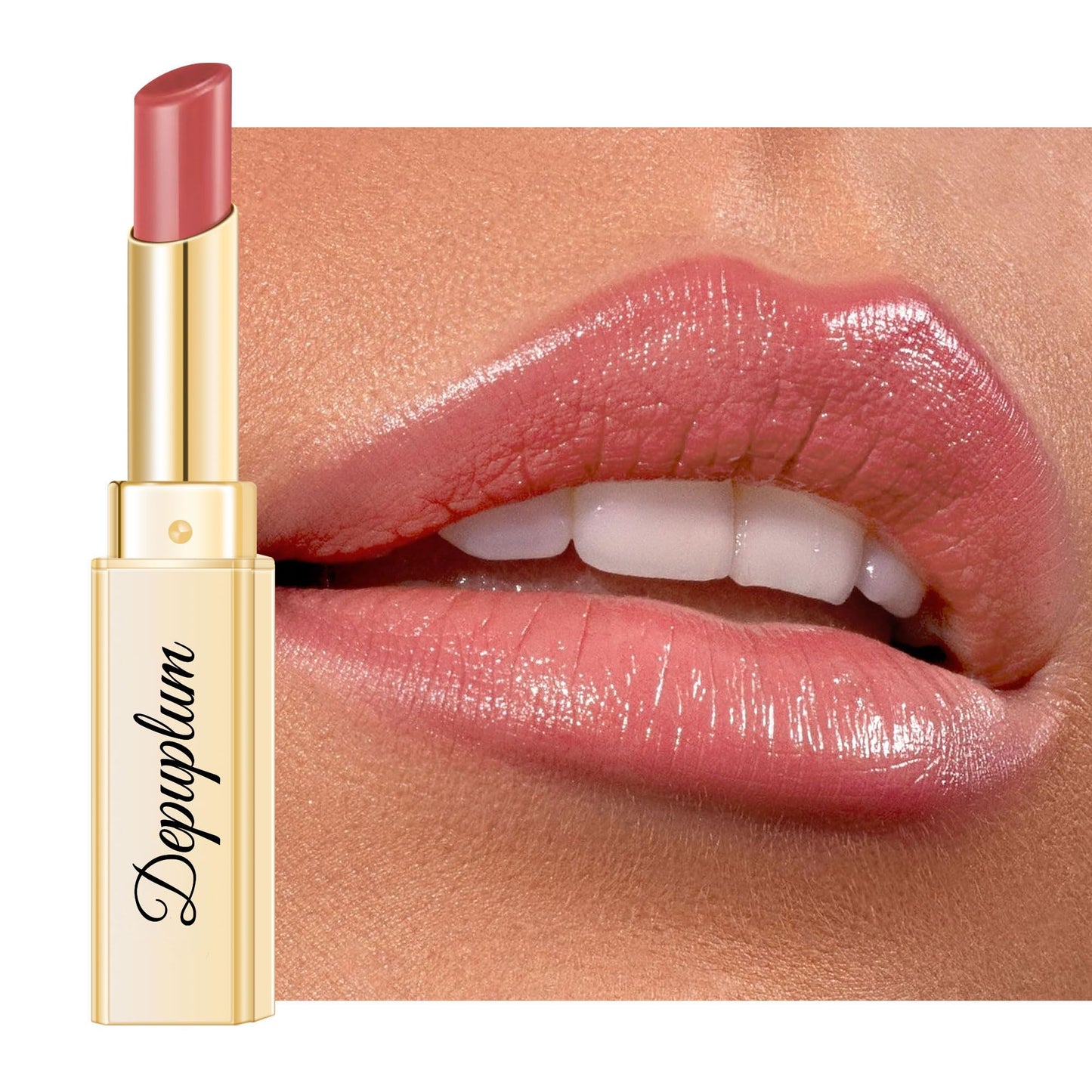 Depuplum Nude Pink Lipstick for Women Moisture Lip Gloss Tinted Lip Balm Sheer Lipsticks Nourishing Hydrate Glossy Lipstick for Dry Lips, DM95 Nude Pink