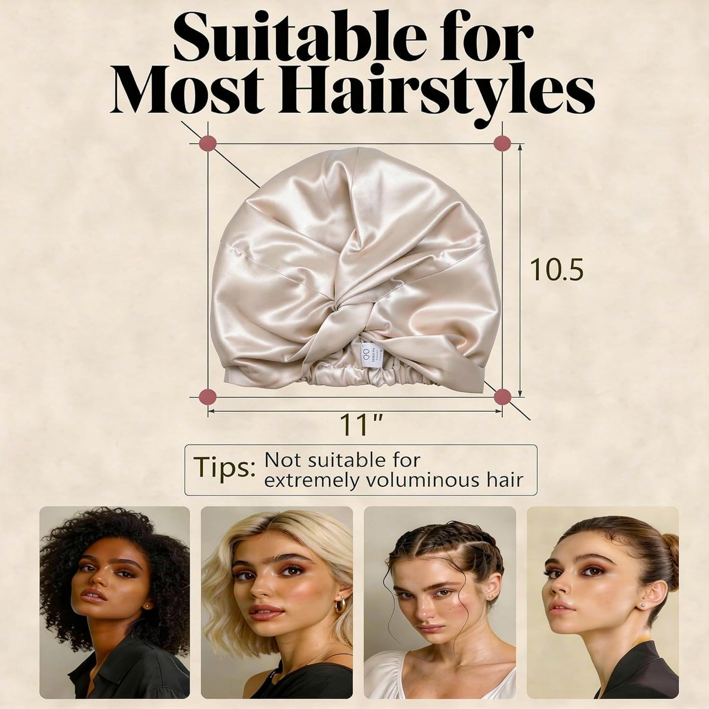 MATASSE 22 Momme Mulberry Silk Hair Bonnet - Grade 6A, Premium Elastic for Comfortable Sleep