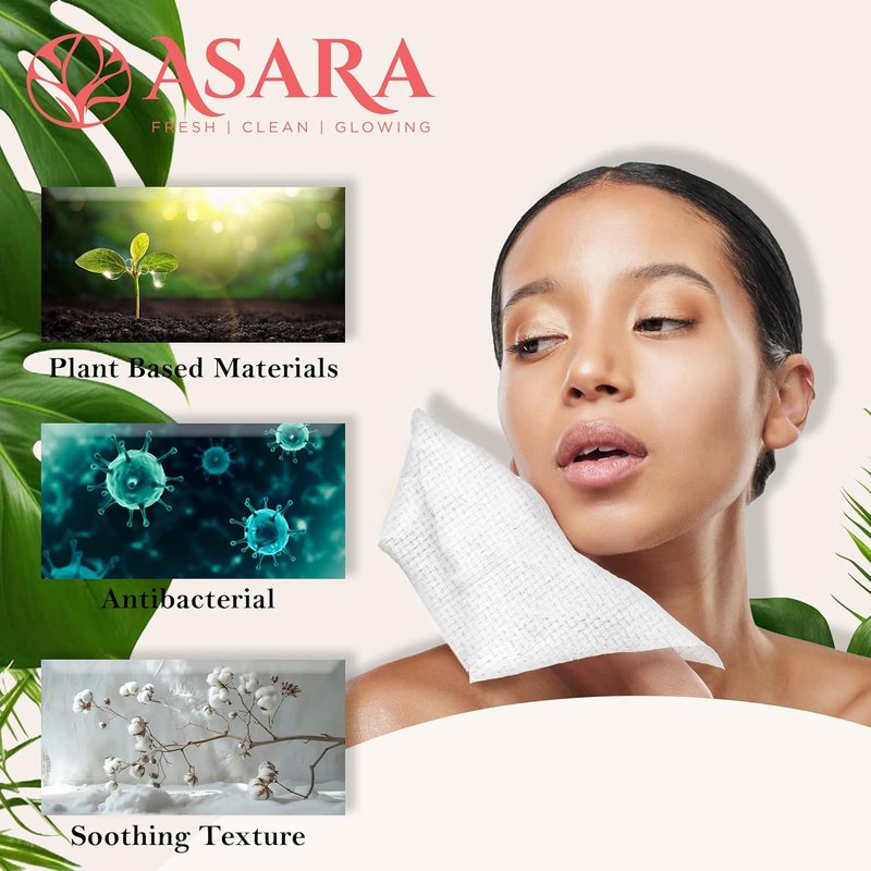 Disposable XL Facial Wipes - Organic Vegan Biodegradable Face Towels for Sensitive Skin | 100 Count