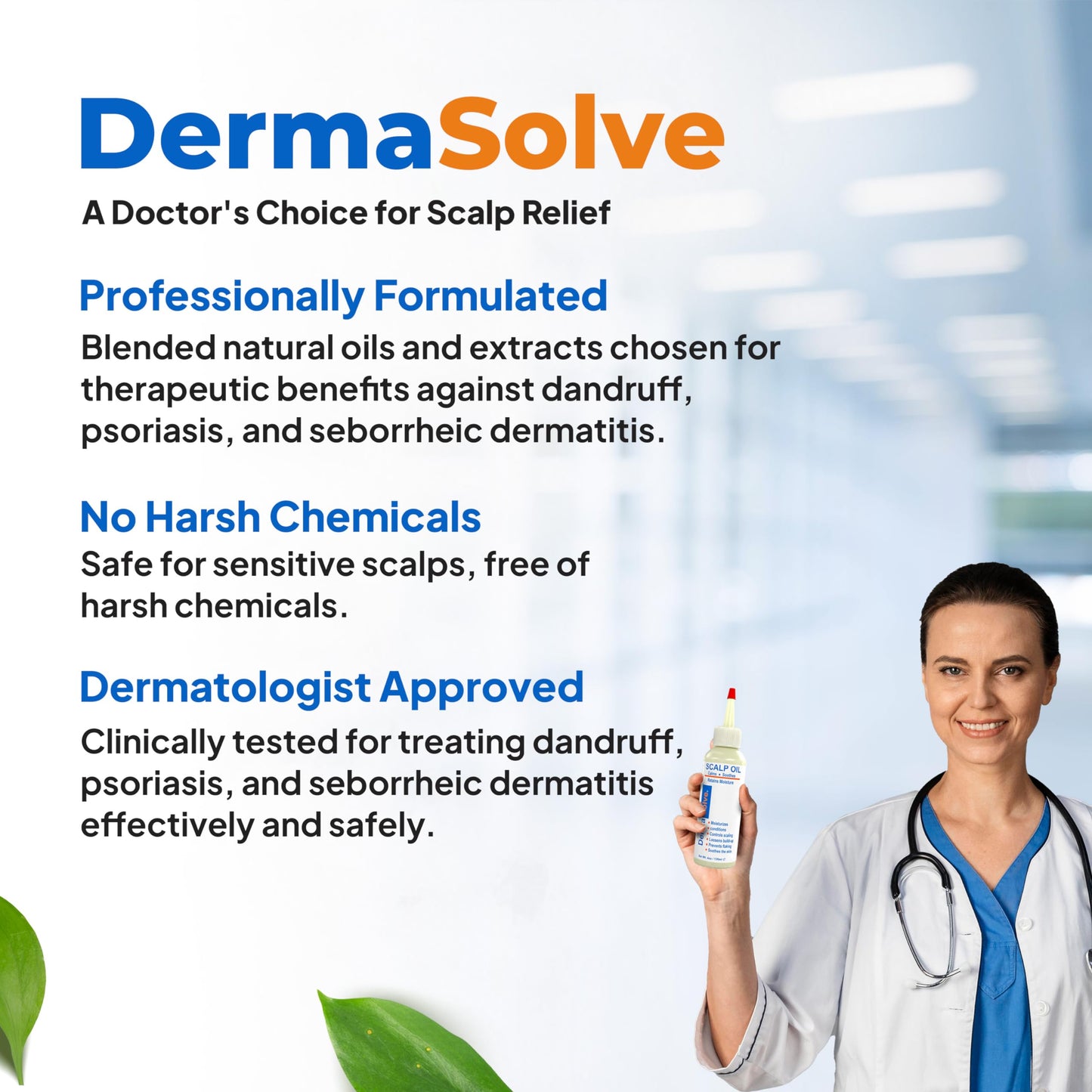 Dermasolve Psoriasis & Dandruff Oil, Dermatologist Approved for Flaky Scalp Relief