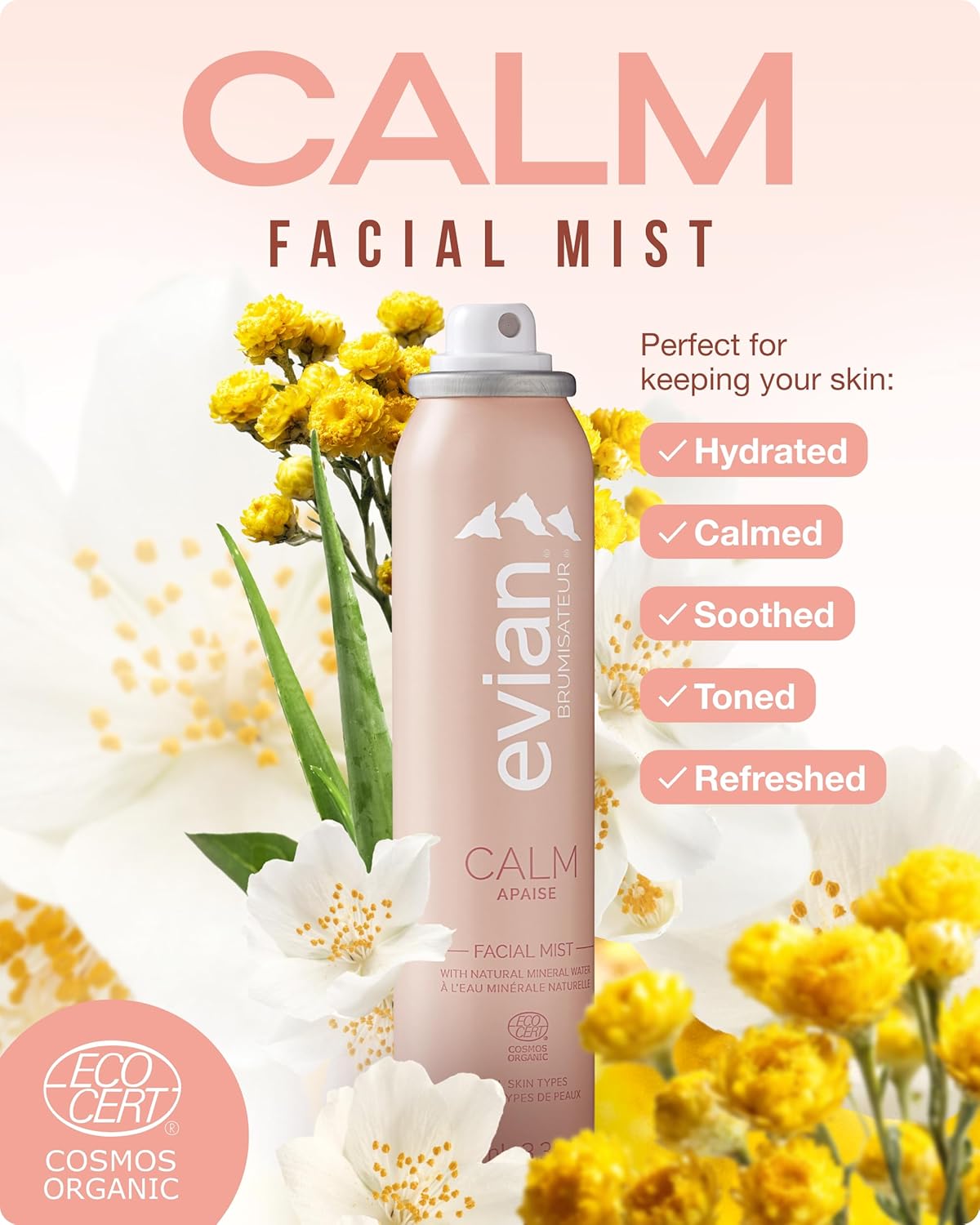 Evian Facial Spray - Hydrating Face Mist with Natural Mineral Water & Plant Extracts | 3.38 oz