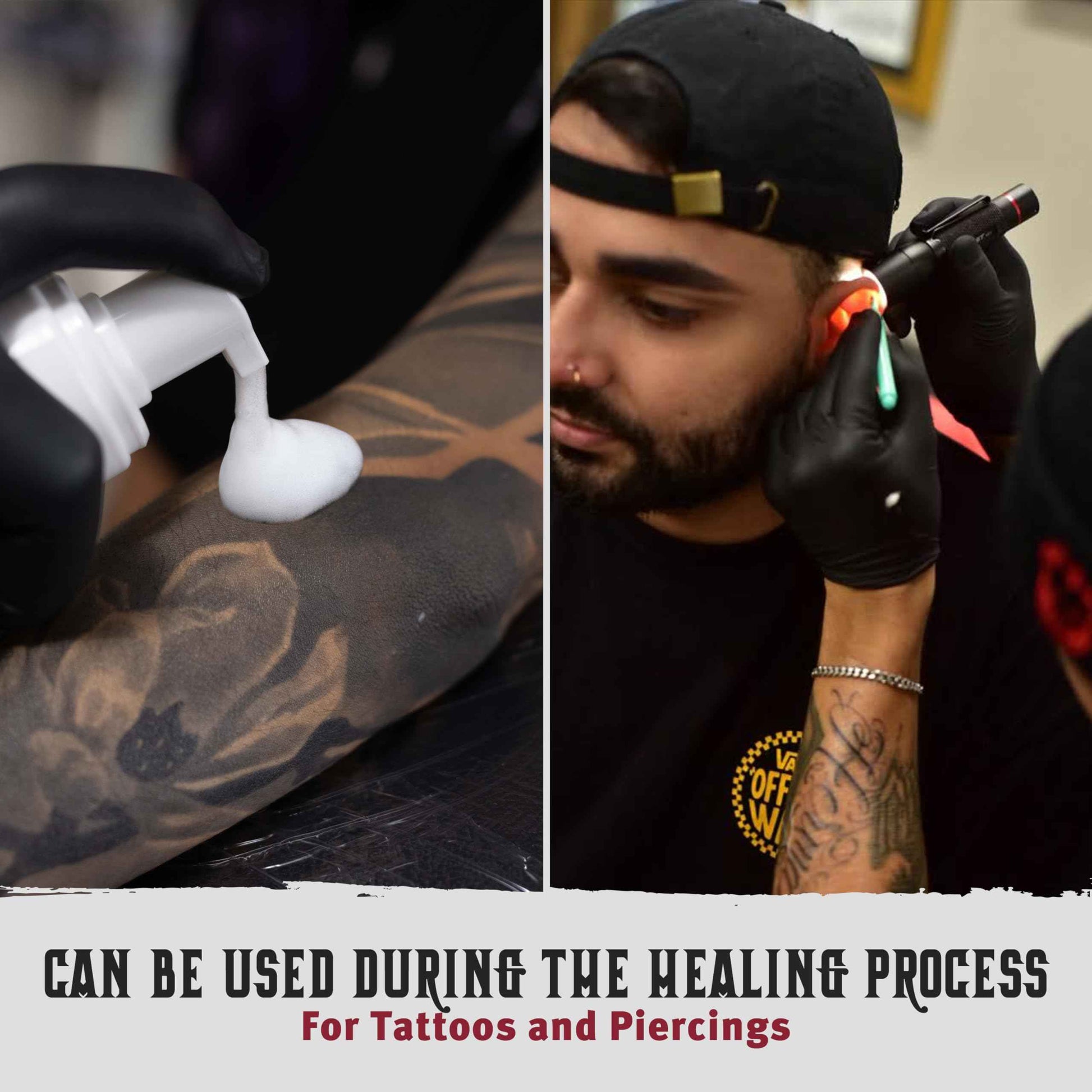 Hustle Bubbles Tattoo Aftercare Tattoo Soap Antibacterial Soap To Clean New Tattoos & Piercings Essential Tattoo Supplies 7oz