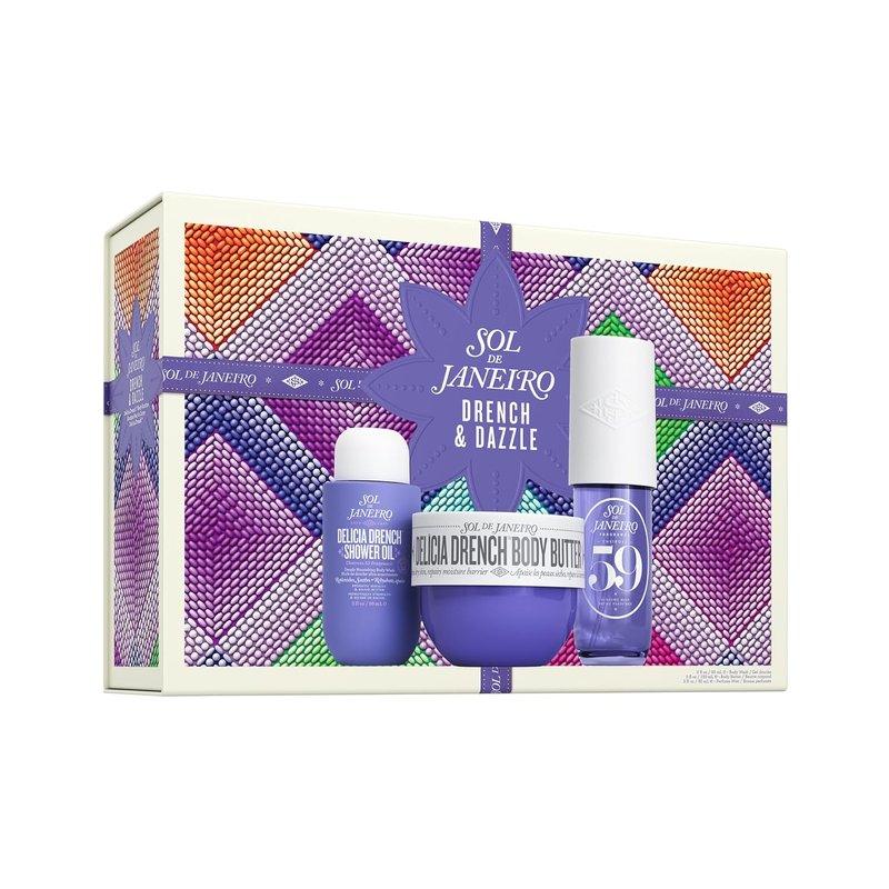 Delicia Drench Vanilla Moisturizing Body Routine Gift Set for Women - Body Butter, Shower Oil & Perfume Mist