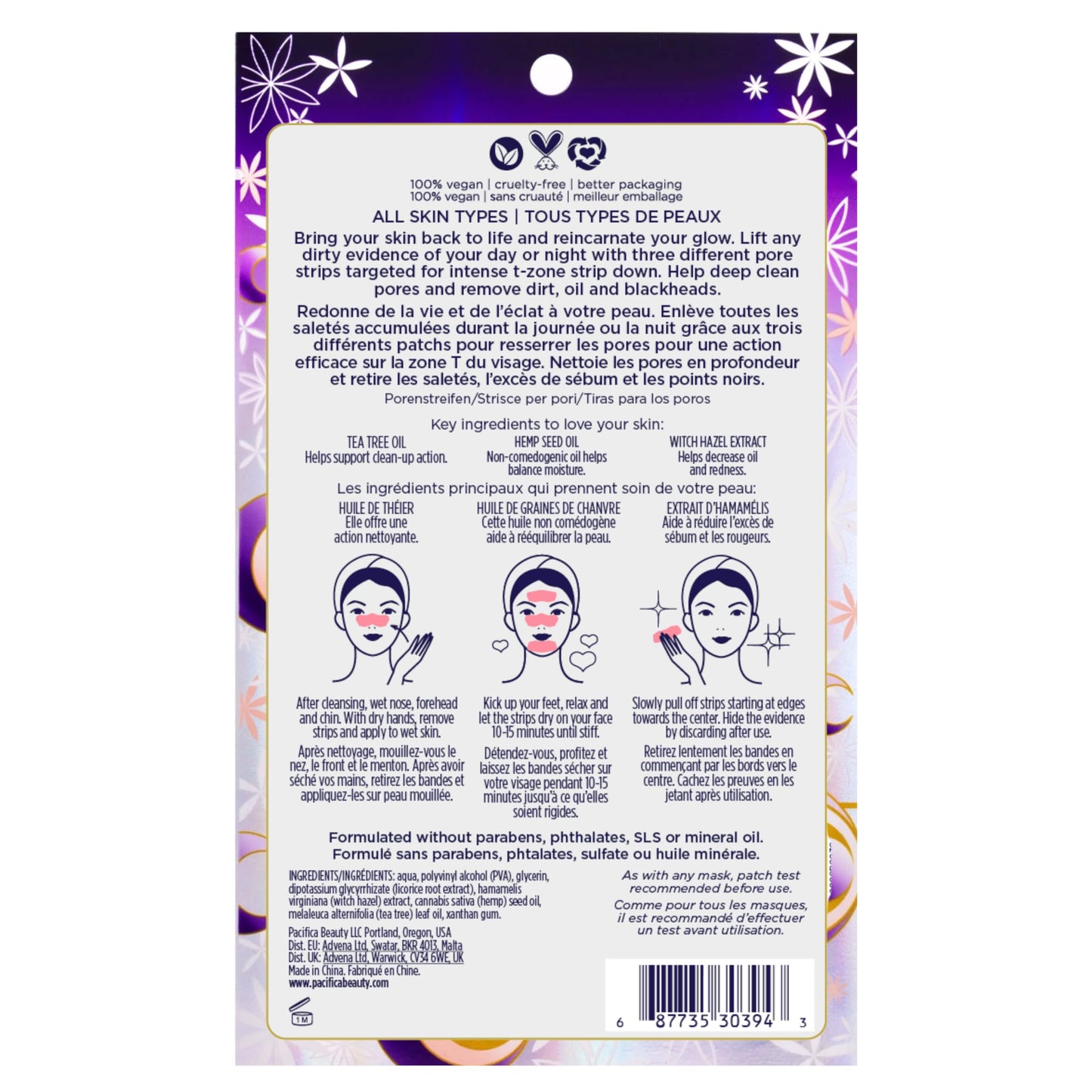 Pacifica - Blackhead Remover Pore Strips - 12-PACK Cosmic Vanish - for Nose, Chin & Forehead - Deep Cleansing Nose Strips w/Instant Pore Unclogging - Oil-Free Vegan Dermatologist Tested