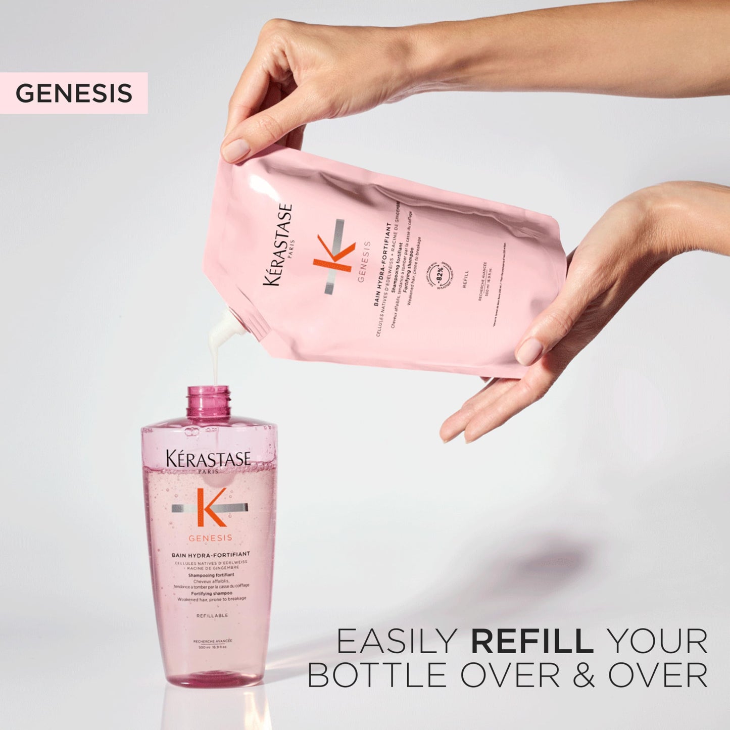 Kerastase Genesis Hydra-Fortifiant Shampoo For Weak or Damaged Hair - Anti-Breakage & Strengthening, Hydrates Hair, Silicone-Free, 16.9 Fl Oz