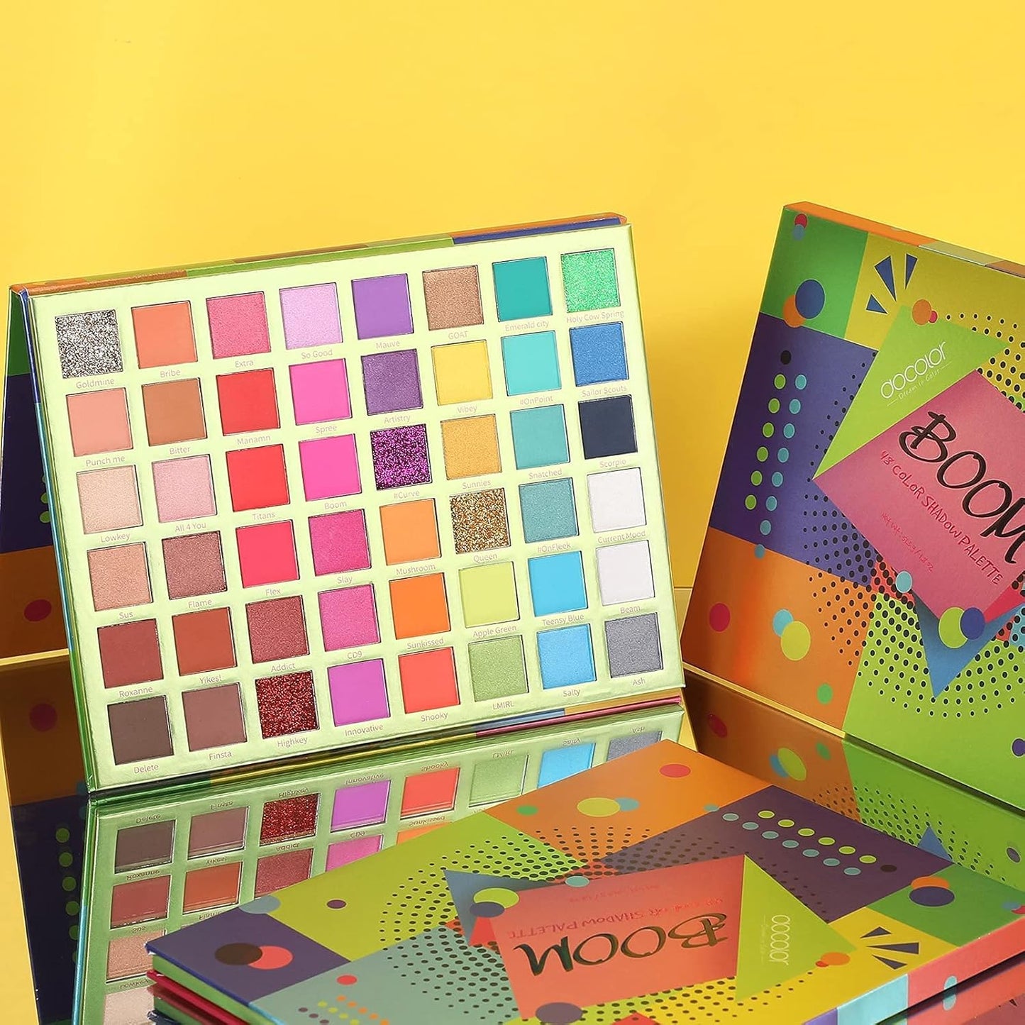 Docolor 17-Piece Colorful Makeup Brush Set & 48-Color Ultra Pigmented Eyeshadow Palette - Matte, Shimmer, Waterproof