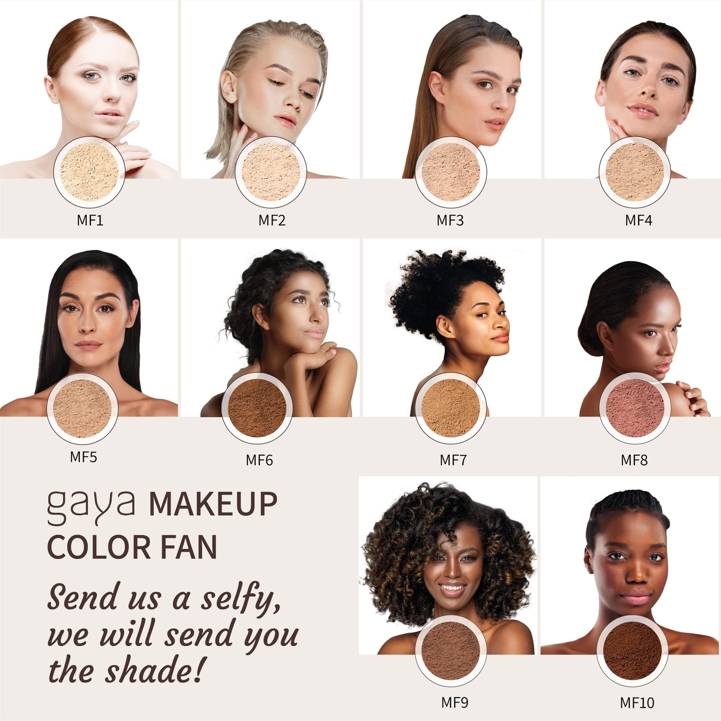 Vegan Mineral Powder Foundation Light to Full Coverage, Natural Foundation for Natural-Looking, Mica Mineral, Cruelty Free, No Chemicals by Gaya Cosmetics (MF3)