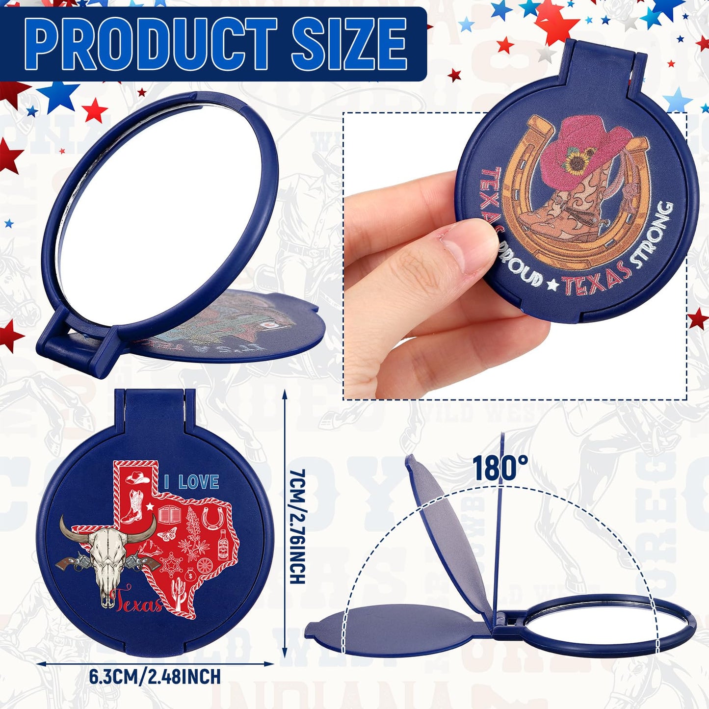 DoubleFill 30 Pcs Texas Souvenirs Gifts Texas City Compact Mirror Bulk Pocket Folding Makeup Mirror Employee Appreciation Gifts for Women Coworker