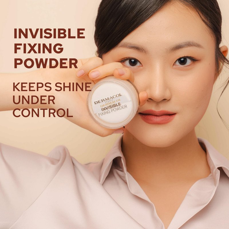 Dermacol - Invisible Fixing Face Powder, Touch-proof Translucent Setting Powder for Oily Skin & Other Skin Types, Loose Powder Makeup, Frangrance-Free Matte Powder with Powder Puff, Light, 13.5 g