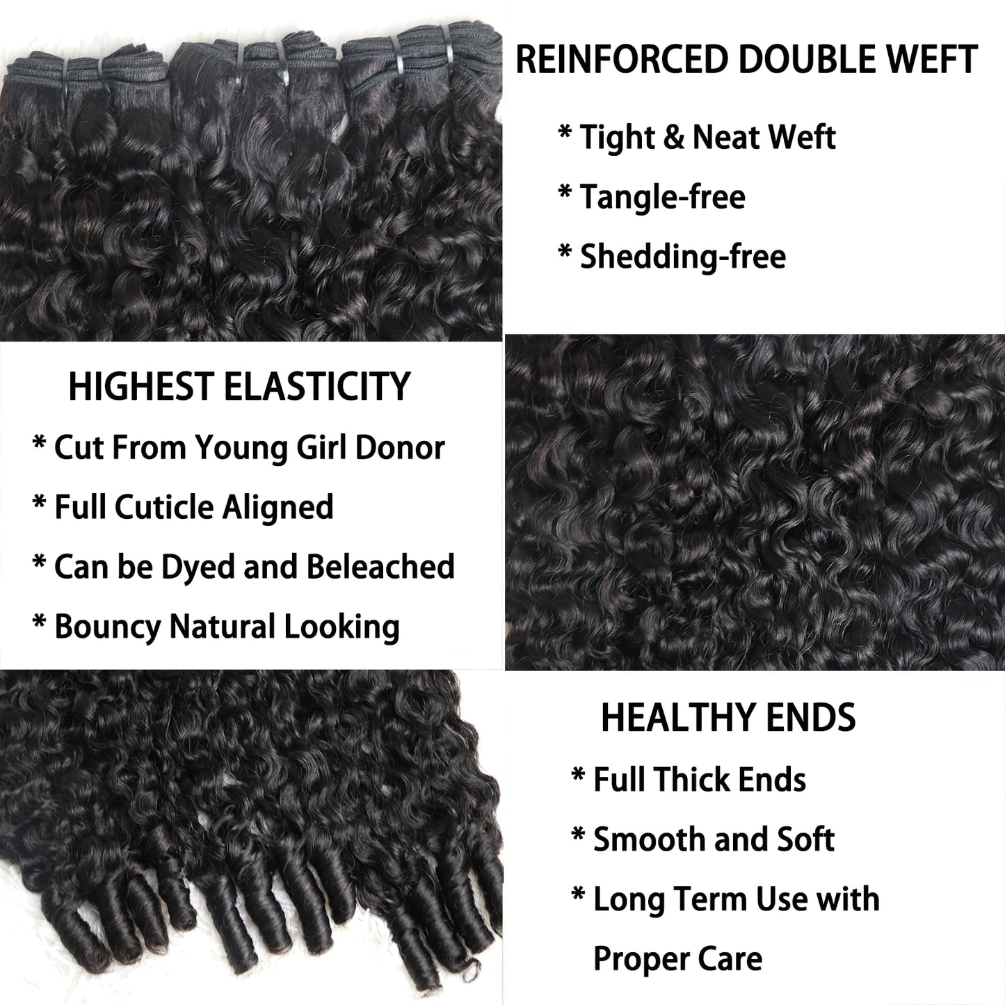 Curly Human Hair Bundles 16 Inches Water Wave Burmese Curly Bundles Human Hair Weave with Spiral End 3c4a Quick Weave Hair Bundles for Women Natural Black 1 Bundle