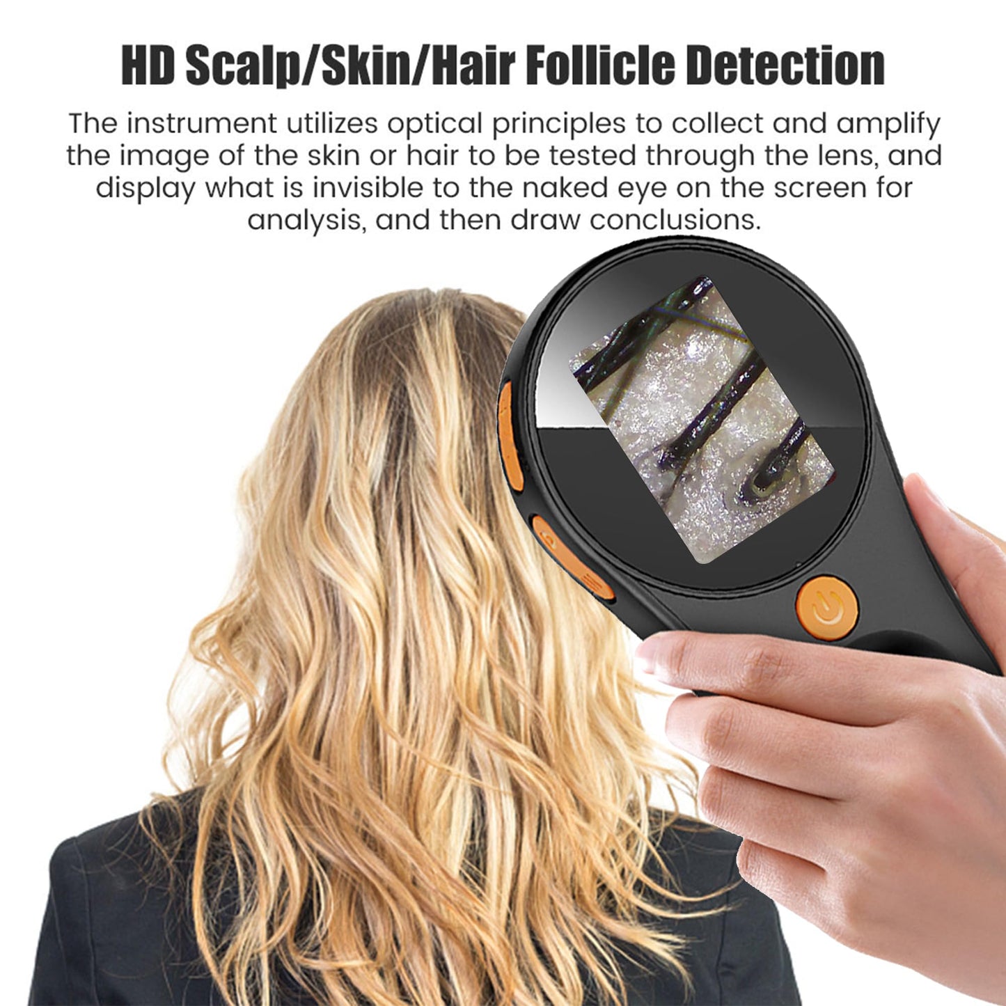 JBMBHC Handheld Dermatoscope Skin Analyzer Machine, Wireless Portable Digital Microscope with 1080P IPS Screen 8 LEDs, 500X Magnifier, for Scalp/Hair Trichomes Facial Skin Dermatoscope