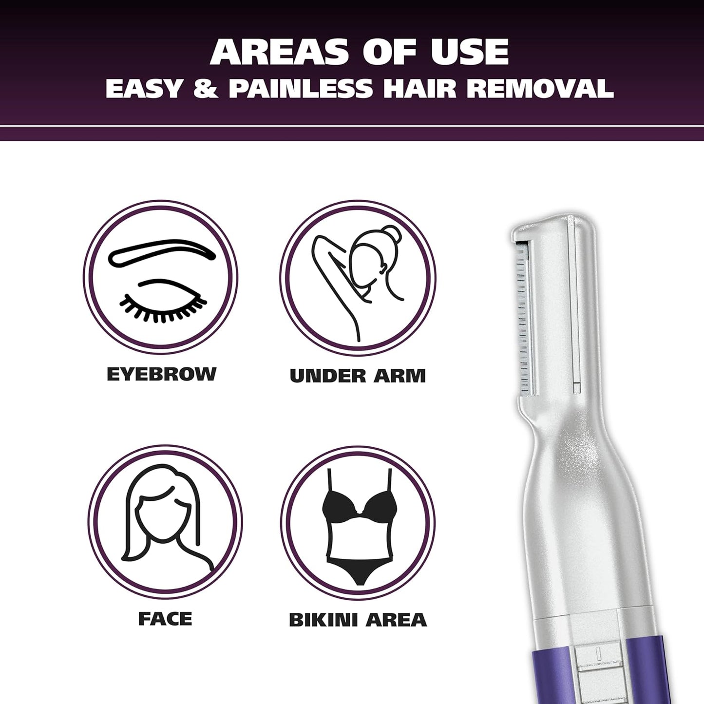 Wahl Female Battery Pen Trimmer - Rinseable Blades for Eyebrows & Facial Hair | Hygienic Grooming Model 5640-100