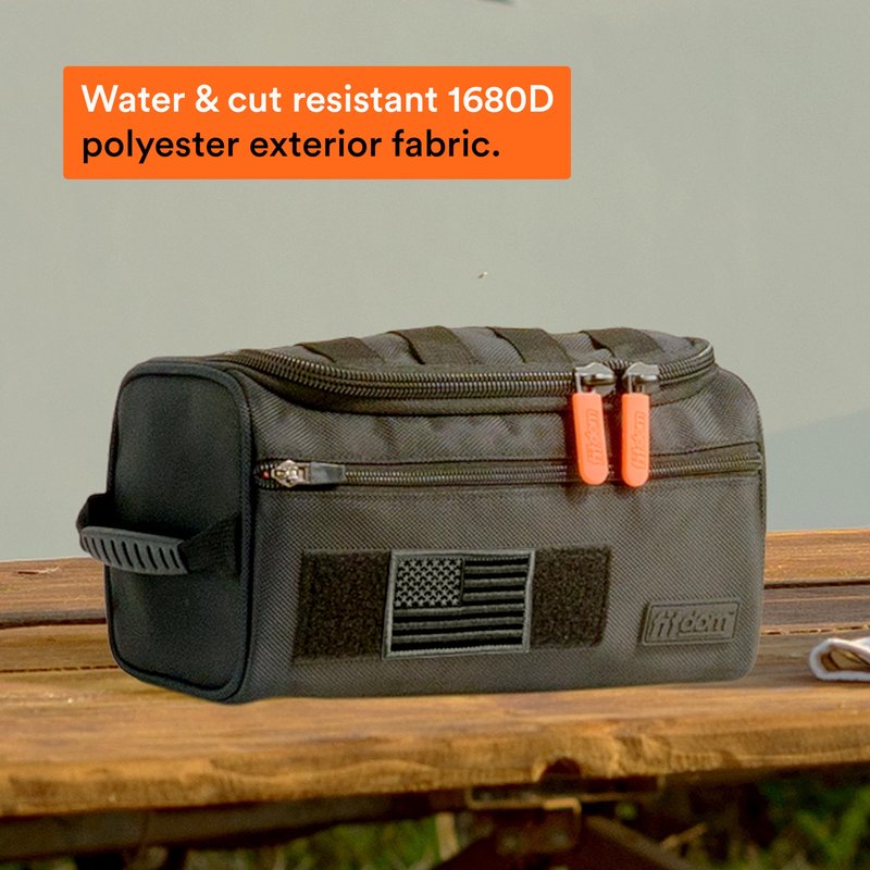 Fitdom Hanging Toiletry Bag Tactical Dopp Kit Case For Men. Perfect For Travel & Storage. Fits Large & Small Cosmetic, Clipper, Toothbrush, Shaving & Shower Care. Best Overnight Organizer