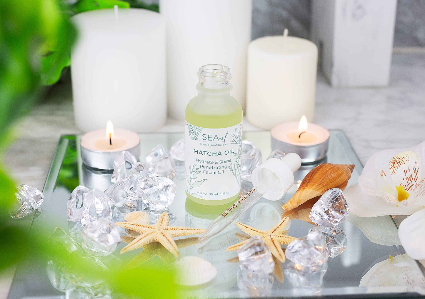 Sea-El Matcha Face Oil Skincare - Hydrating Glow Green Tea & Sea Kelp Facial Oil Blend - Calming & Deeply Penetrating Antioxidant-Rich Moisturizer for Women & Men, Vegan, All Skin Types - 1 Fl Oz