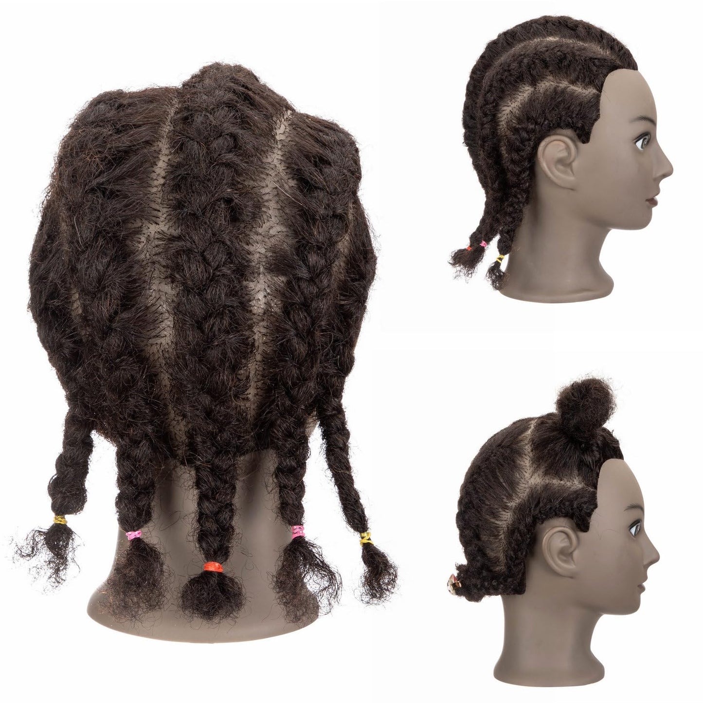 Romance Queen Curly Human Hair Mannequin Head 100% Real Human Hair Female Cosmetology Mannequin Head for Hair Styling Braiding Coloring Cutting Practice Training Doll Head with Clamp Stand(8inch)