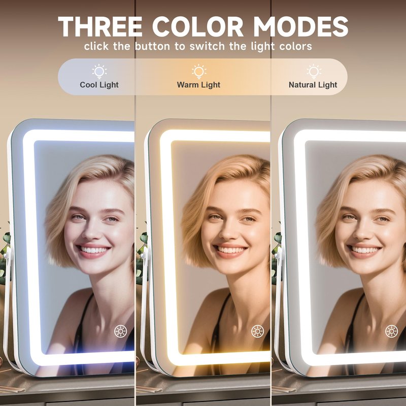 MINISO LED Vanity Mirror with Bluetooth Speaker, 9.8" x 11.8" Makeup Mirror with Lights, Light & Brightness Smart Sensor, Aluminum Alloy Metal White Frame, with 10X Magnifying