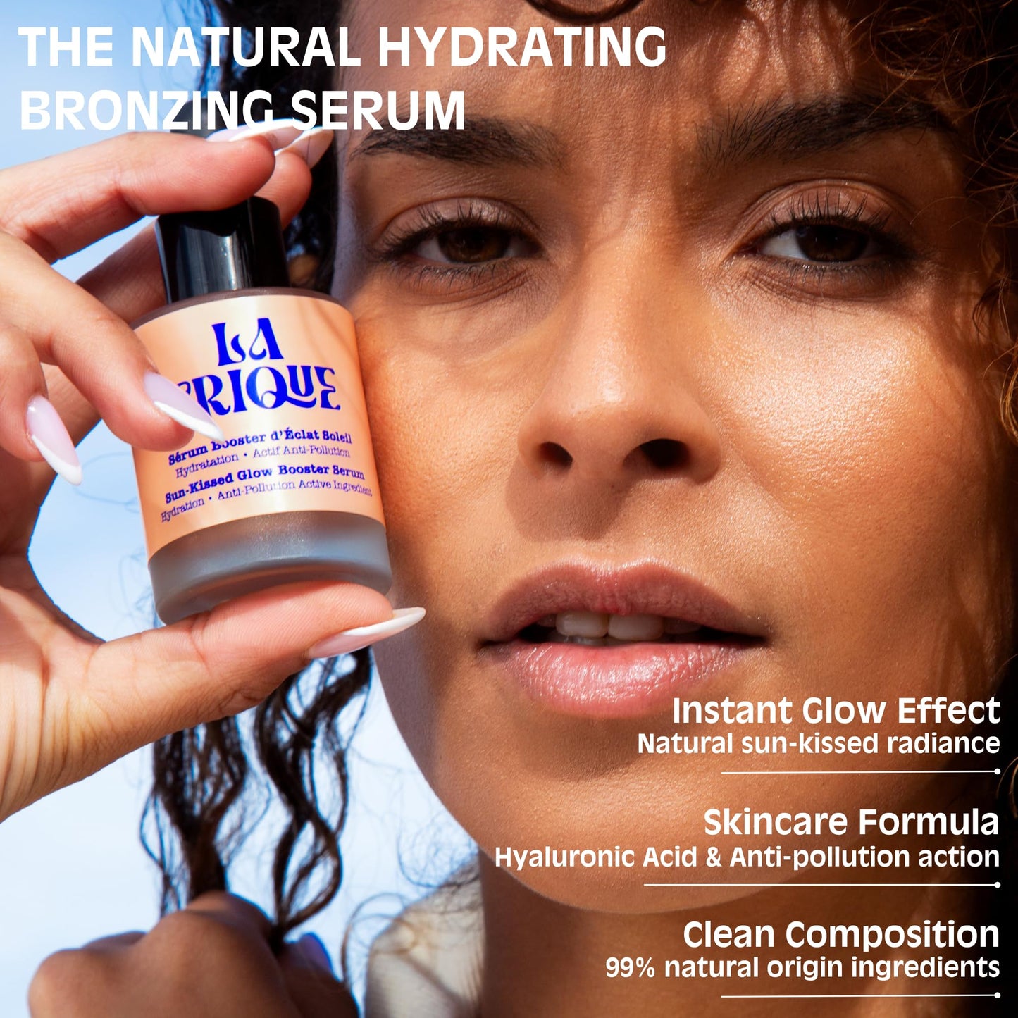 La Crique Bronzing Face Serum - Hydrating Bronzing Drops with Hyaluronic Acid & Anti-Pollution Protection - Natural Sun-Kissed Glow for All Skin Types - Vegan Friendly, Clean Beauty - 1 fl oz