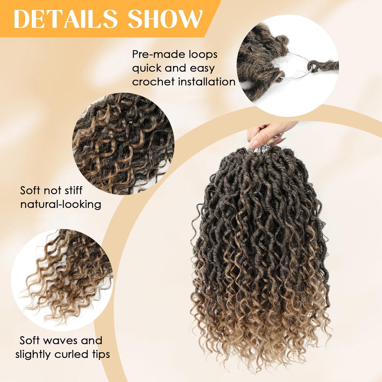Callia Goddess Locs Crochet Hair 18 Inch 8 Packs Faux Locs Crochet Hair for Black Women Pre Looped Crochet Goddess Locs with Curly Ends T27