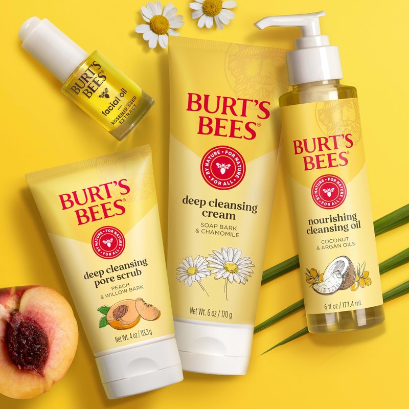 Burt's Bees Face Wash, Deep Facial Cleansing Cream, College Back to School Dorm Essentials, All Natural Cleanser with Chamomile, 6 Ounce (Pack of 3) (Packaging May Vary)