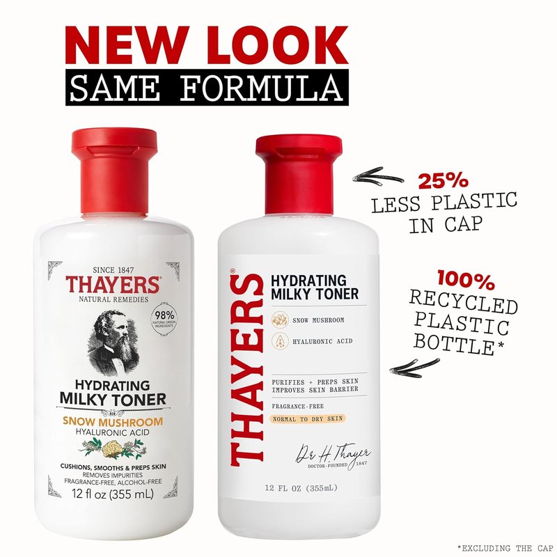 THAYERS Milky Face Toner - Hydrating Snow Mushroom & Hyaluronic Acid for Dry, Sensitive Skin | 355mL