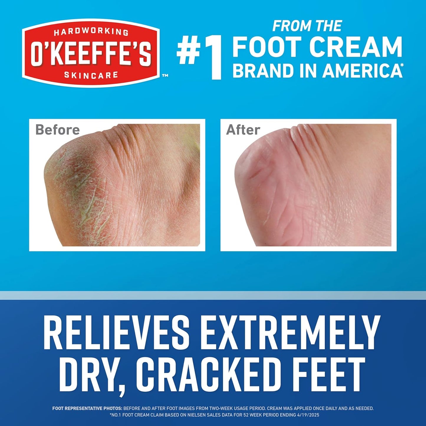 O'Keeffe's Foot Cream for Extremely Cracked Feet - 7 oz Tube | Moisturizing Repair Formula (2 Pack)