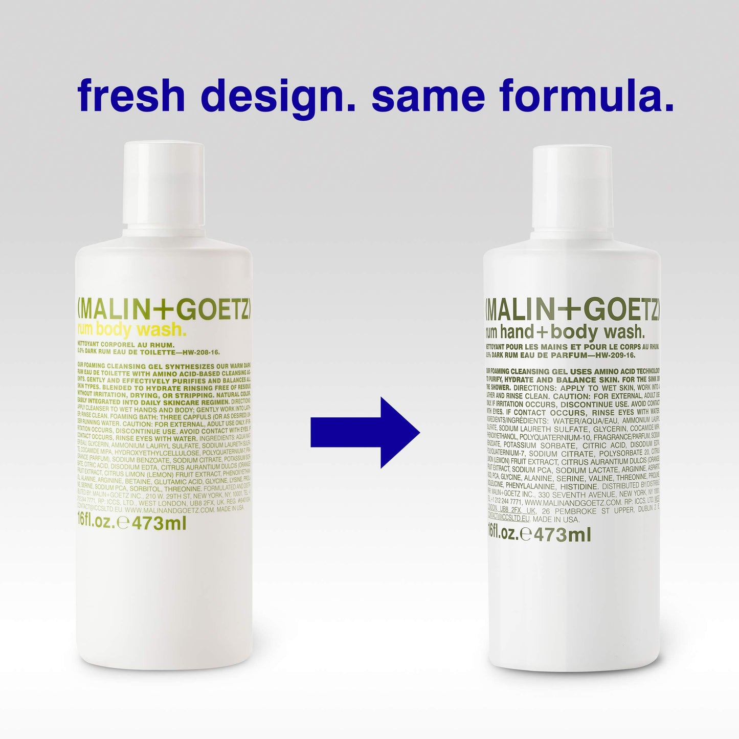 MALIN+GOETZ Hand + Body Wash | Gentle Foaming Cleanser with Botanical Extracts and Amino Acids | Hydrating, pH-Balanced, Unisex Scent | Vegan & Cruelty-Free (Rum, 16 Fl Oz)