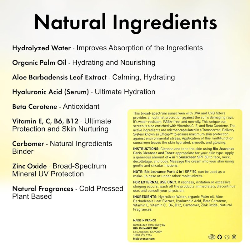 4 In 1 Sunscreen SPF 50 - Mineral Face Moisturizer for Sensitive Skin | Reef Safe Formula