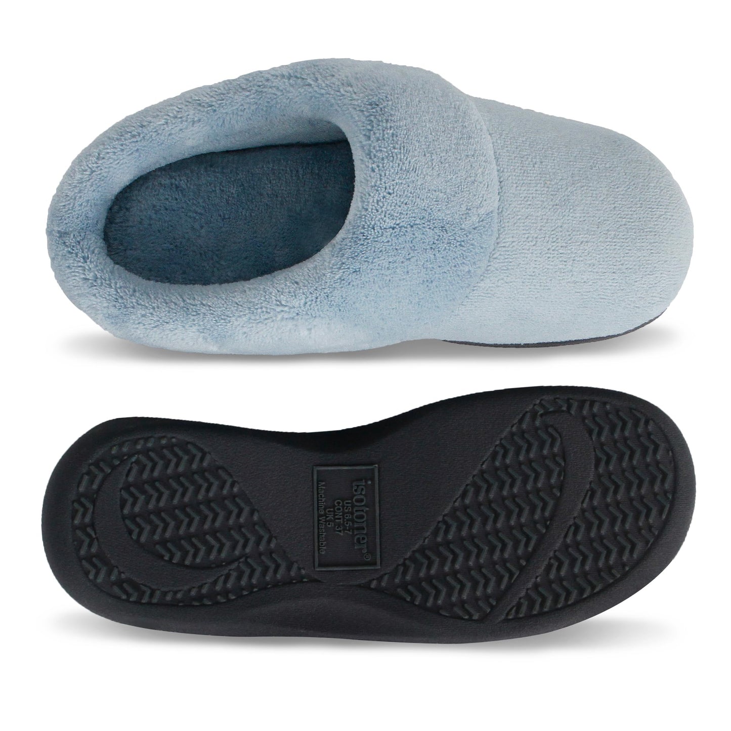 isotoner Women's Classic Clog Slippers with Memory Foam Comfort and Non-slip Sole Slipper, Blue Fog, 8.5-9