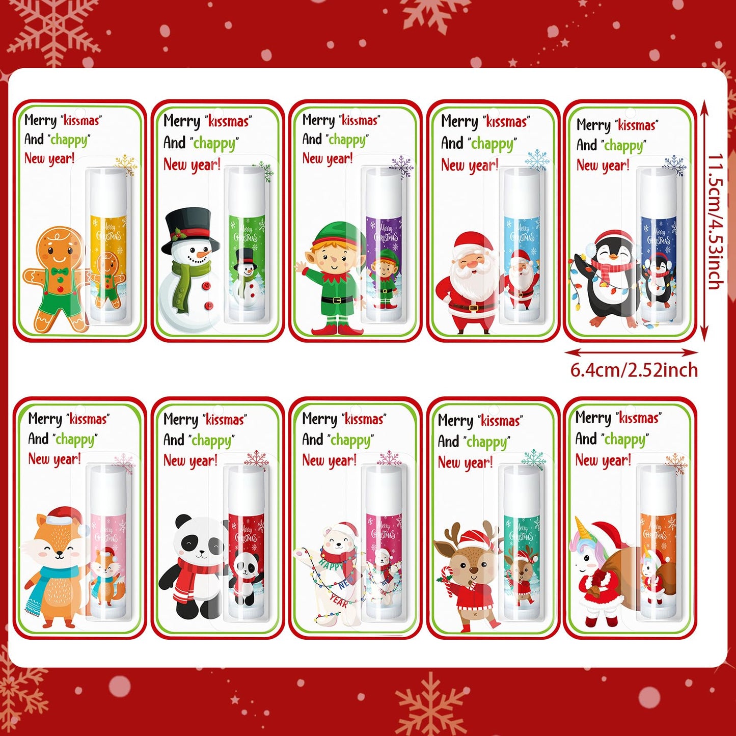 Sacubee 30 Pack Christmas Lip Balms Bulk Christmas Party Gifts Favors Stocking Stuffers Holiday Lip Balms Employee Staff Team Appreciation Gifts Thank You for Teacher Coworkers (Cute)