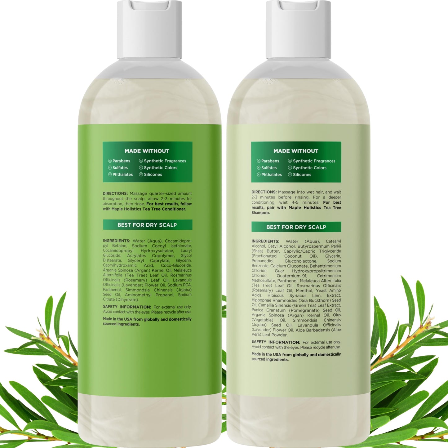 Tea Tree Shampoo and Conditioner Set - Sulfate Free Clarifying Shampoo and Conditioner for Oily Hair & Scalp Care with Cleansing Tea Tree Oil - Complete Oily and Dry Scalp Treatment for Build Up