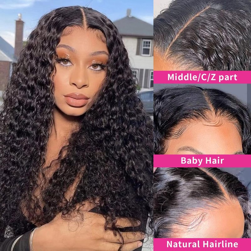 SODLIS Lace Closure Wigs Human Hair Pre Plucked with Baby Hair Brazilian Virgin Deep Wave Lace Front Wigs for Black Women Hair Wigs Natural Color (10 Inch)