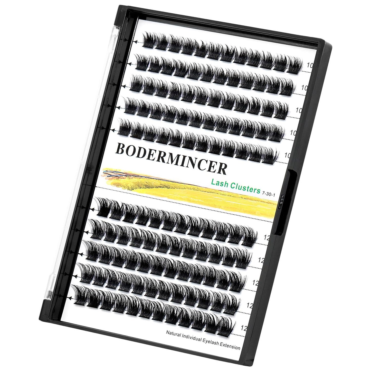Bodermincer 120 Clusters 10mm+12mm/12mm+14mm Mixed Lash Cluster False Eyelash Individual Cluster EyeLashes Grafting Fake False Eyelashes Eyelash Extension (M01-Black-10mm)