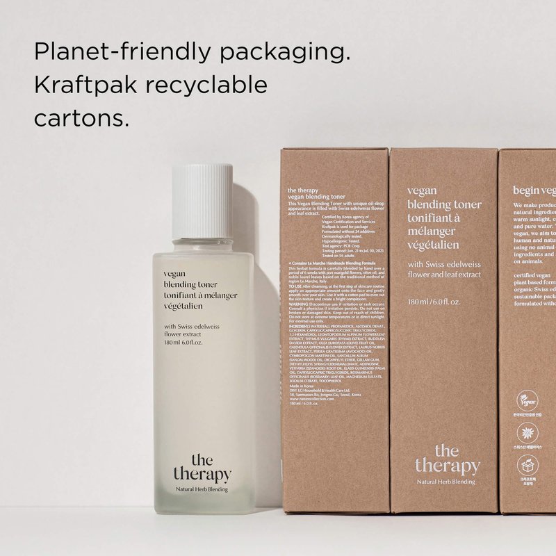THE FACE SHOP The Therapy Vegan Blending Toner | Organic Vegan Soothing Face Toner | Elasticity Improvement & Deeply Hydrating | Eco-Friendly,6.09 fl. Oz,K-Beauty