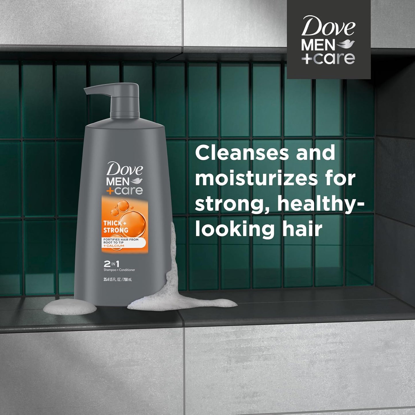 Dove Men+Care 2-in-1 Shampoo & Conditioner - Fortifying Hair Care with Calcium | 25.4 oz, 4 Count