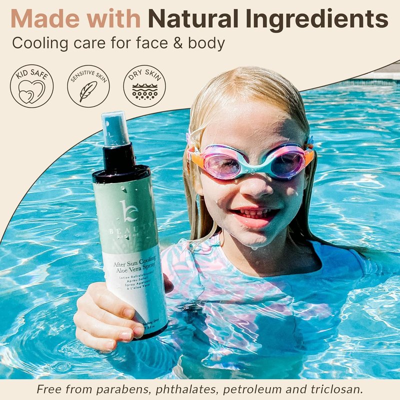 Aloe Vera After Sun Cooling Spray - Organic Formula for Sunburn Relief & Skin Hydration | Fast Absorbing, USA Made