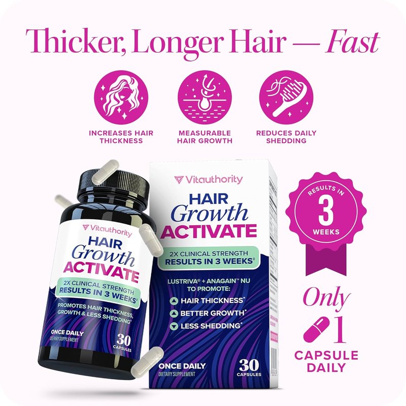 Lustriva Hair Growth Supplement - DHT Blocker Vitamins for Thicker, Fuller Hair | Biotin, Saw Palmetto, Zinc & Copper | 30 Capsules