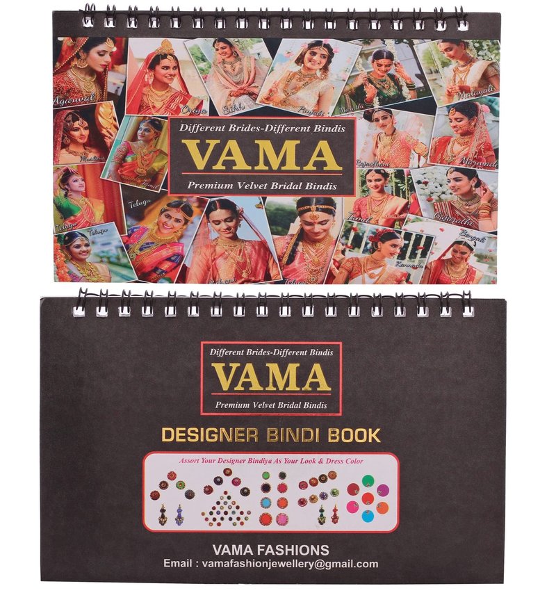 VAMA Fashions Plain Round Small Medium Bindis Book Kumkum Sticker Pottu Booklet for Girls & Women (2 Bindi Booklet 504+504 = 1008 Bindis Books) Small + Medium Multicolour