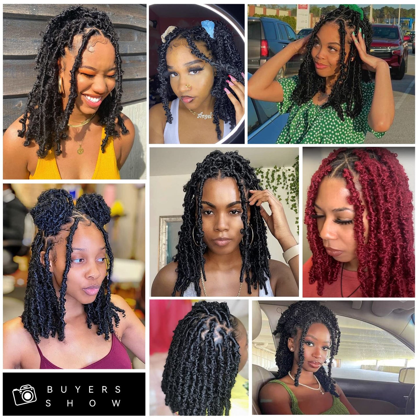GUOHUI Butterfly Locs Crochet Hair 18 Inch Natural Black 6 Packs All Handmade Pre Looped Soft Distressed Faux Locs Braids for Women Kids (18", 1B)