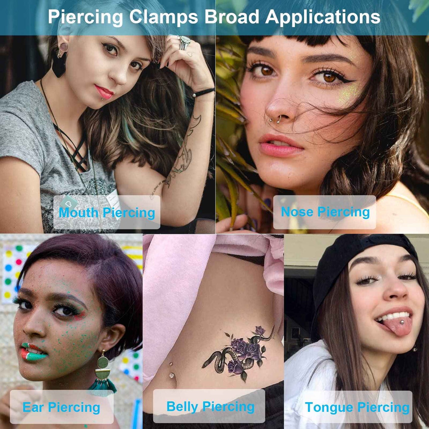 Lyuxzad Piercing Clamps 25Pcs Piercing Forceps Septum Forceps Clamps Rounded Slotted Disposable Piercing Clamps for Ear Nose Lip Navel Tongue Septum Belly Piercing Kit Piercing Tools