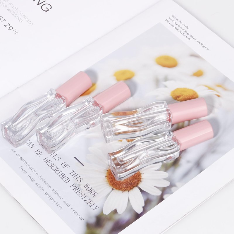 COSIDEA 30pcs Empty 2.5ml/0.08oz Pink lip gloss tubes with wand unique Wave shape lipgloss tube container small capacity for lip Tint DIY (30)