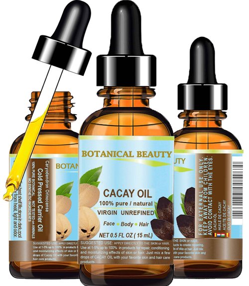 Botanical Beauty CACAY OIL 100% Pure Natural Virgin Unrefined Cold-pressed carrier oil WILD GROW 0.5 Fl oz 15 ml For Face, Skin, Body, Hair. Anti Wrinkle Face Oil Natural Retinol Vitamin A, Vitamin E
