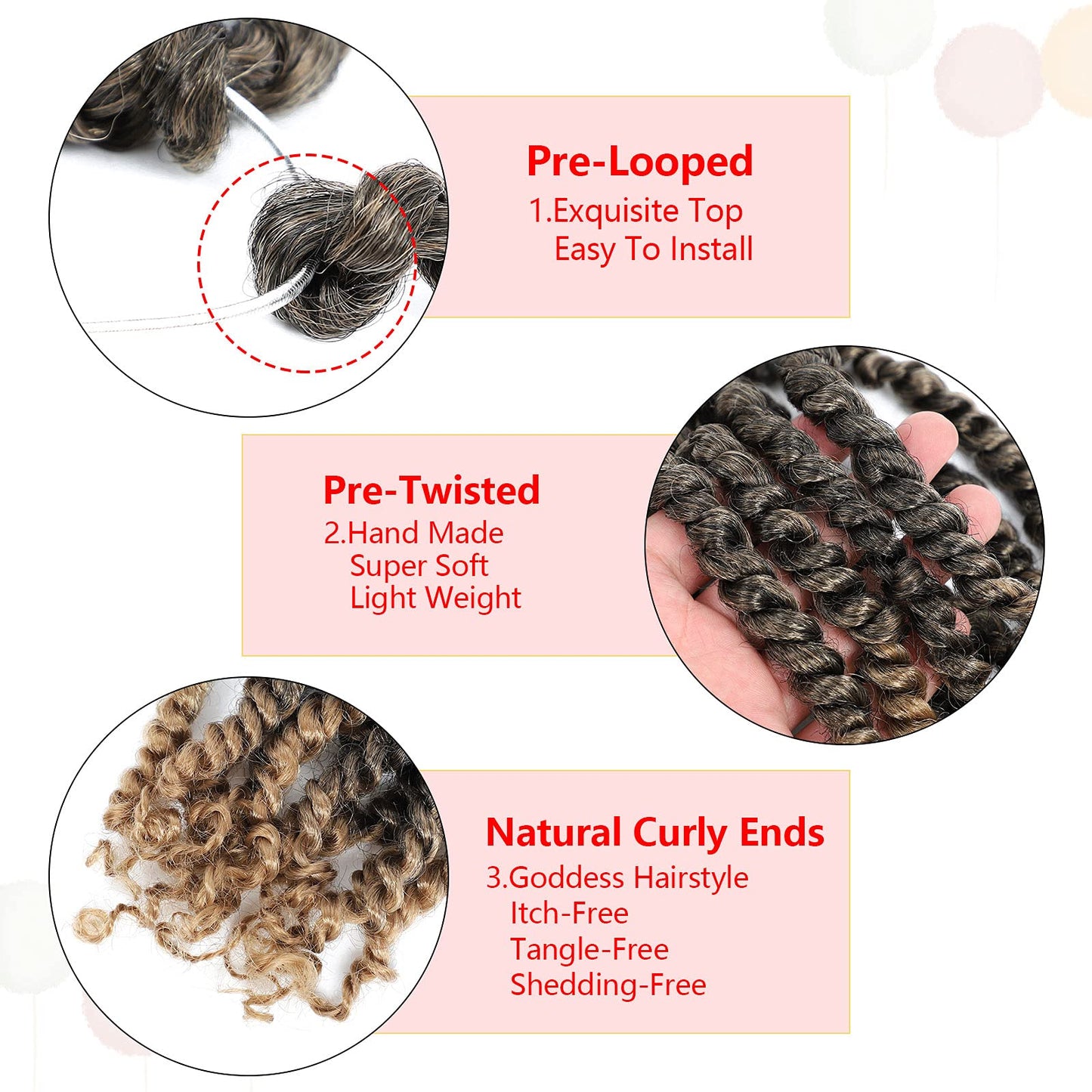 Fulcrum Passion Twist Crochet Hair 18 Inch, 8 Packs Pre Looped Passion Twist Hair, Pre-Twisted Passion Twist Crochet Hair For Black Women (18Inch (Pack of 8), T27#)