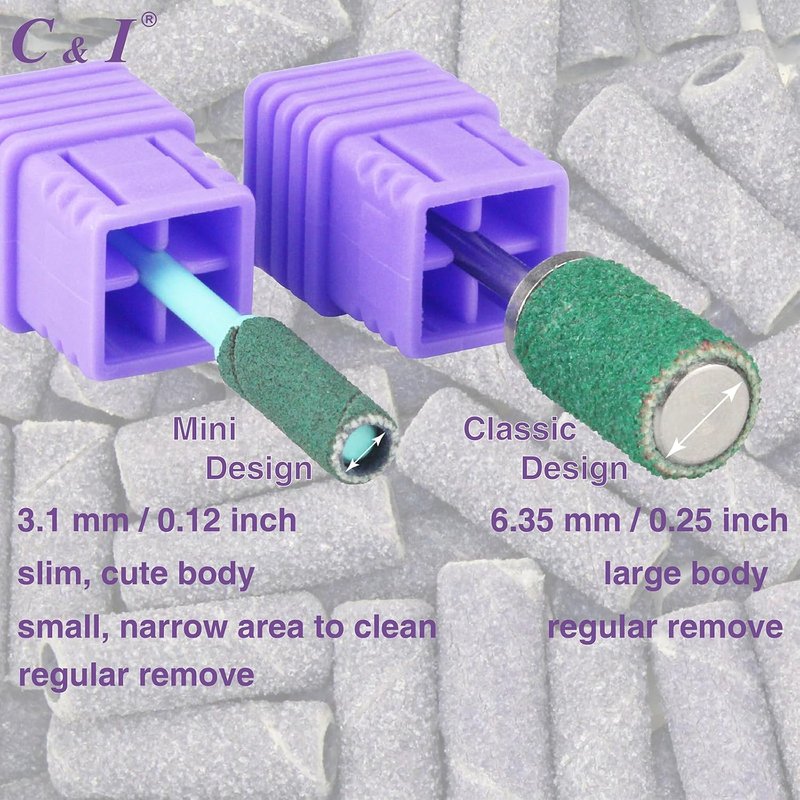Nail Drill Bit Set - 200 Pcs Small Sanding Bands & Slim Mandrel | 240 Extra Fine White for Acrylic & Gel Nail Care