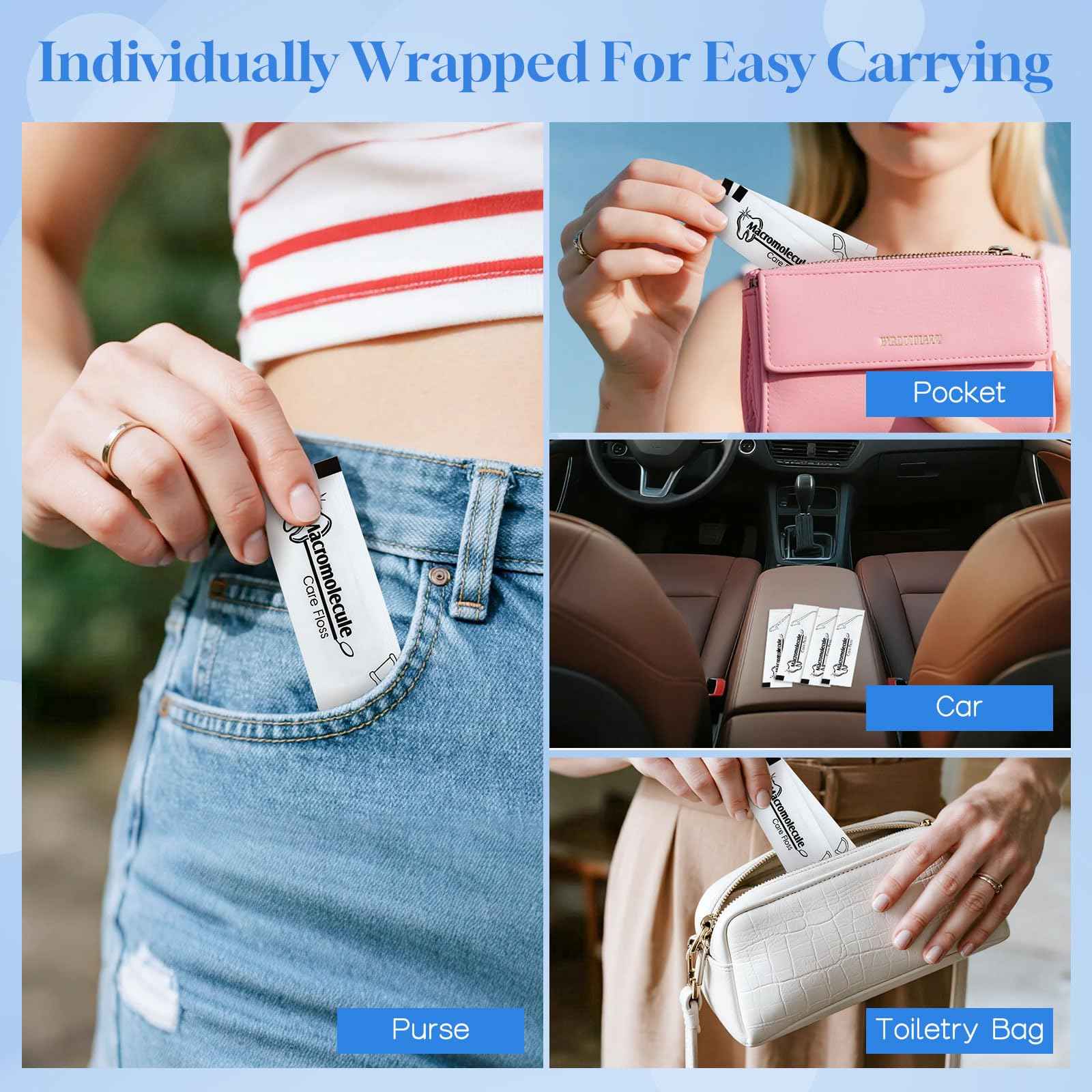 Individually Wrapped Dental Floss Picks Bulk Disposable Flossing Sticks Teeth Cleaning and Oral Care Travel Size Dental Tooth Floss Pack for Hotels, Weddings, Guests & Business Single Use (500 Pack)